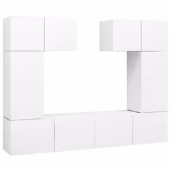 vidaXL TV Cabinet Set 6 Piece White Chipboard Home Furniture TV Stand Cabinet