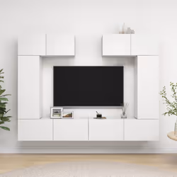vidaXL TV Cabinet Set 6 Piece White Engineered Wood Furniture TV Stand Cabinet