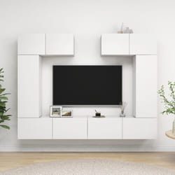 vidaXL TV Cabinet Set 6 Piece White Engineered Wood Furniture TV Stand Cabinet