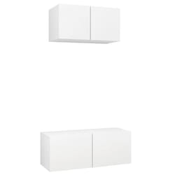vidaXL TV Cabinet Set 2 Piece White Engineered Wood Furniture TV Stand Cabinet