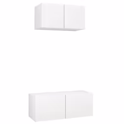 vidaXL TV Cabinet Set 2 Piece White Engineered Wood Furniture TV Stand Cabinet
