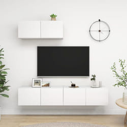 vidaXL 3x TV Cabinets White Engineered Wood Furniture TV Stand Cabinet Unit