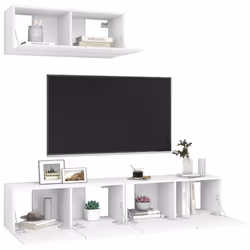 vidaXL 3x TV Cabinets White Engineered Wood Furniture TV Stand Cabinet Unit