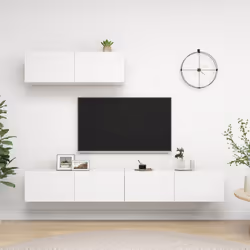 vidaXL 3x TV Cabinets White Engineered Wood Furniture TV Stand Cabinet Unit