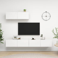 vidaXL 3x TV Cabinets White Engineered Wood Furniture TV Stand Cabinet Unit
