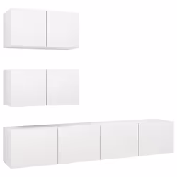 vidaXL TV Cabinet Set 4 Piece White Chipboard Hanging TV Cabinet Hifi Set - Additional view 2