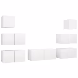 vidaXL TV Cabinet Set Engineered Wood Media Unit Multi Colours/Sizes 7/8 Piece - white, 80 x 30 x 30 cm