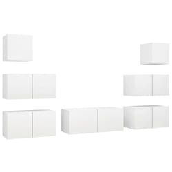 vidaXL TV Cabinet Set Engineered Wood Media Unit Multi Colours/Sizes 7/8 Piece - white, 80 x 30 x 30 cm