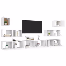 vidaXL TV Cabinet Set 7 Piece White Engineered Wood Hanging TV Hifi Cabinet - Additional view 2