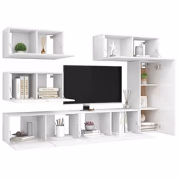 vidaXL TV Cabinet Set 6 Piece White Chipboard Hanging TV Cabinet Hifi Set - Additional view 2