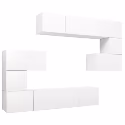 vidaXL TV Cabinet Set 8 Piece White Engineered Wood Furniture TV Stand Cabinet