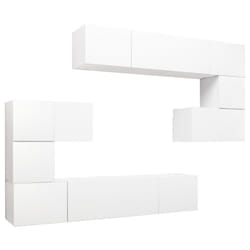 vidaXL TV Cabinet Set 8 Piece White Engineered Wood Furniture TV Stand Cabinet
