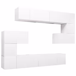 vidaXL TV Cabinet Set 10 Piece White Chipboard Home Furniture TV Stand Cabinet