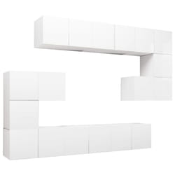 vidaXL TV Cabinet Set 10 Piece White Chipboard Home Furniture TV Stand Cabinet