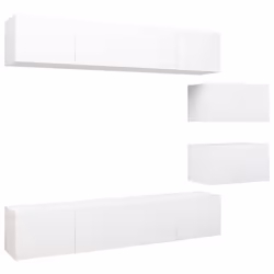 vidaXL TV Cabinet Set 6 Piece White Chipboard Home Furniture TV Stand Cabinet