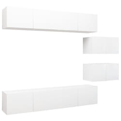 vidaXL TV Cabinet Set 6 Piece White Chipboard Home Furniture TV Stand Cabinet