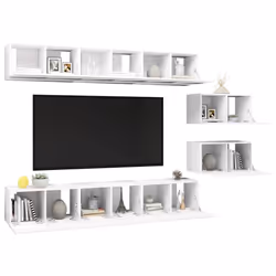 vidaXL 8x TV Cabinets White Chipboard Home Furniture TV Stand Cabinet Unit