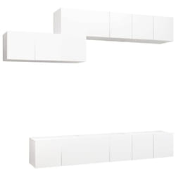 vidaXL TV Cabinet Set 7 Piece White Engineered Wood Furniture TV Stand Cabinet