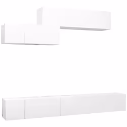 vidaXL TV Cabinet Set 6 Piece White Engineered Wood Furniture TV Stand Cabinet