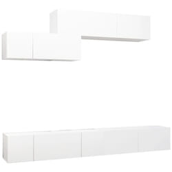 vidaXL TV Cabinet Set 6 Piece White Engineered Wood Furniture TV Stand Cabinet