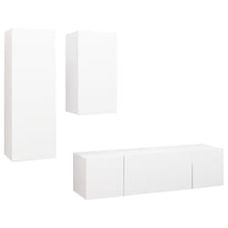 vidaXL TV Cabinet Set 4 Piece White Chipboard Home Furniture TV Stand Cabinet