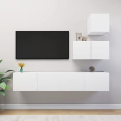 vidaXL TV Cabinet Set 4 Piece White Engineered Wood Living Room Furniture