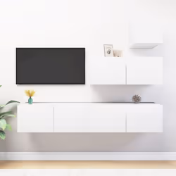 vidaXL TV Cabinet Set 4 Piece White Engineered Wood Living Room Furniture