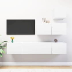vidaXL TV Cabinet Set 4 Piece White Engineered Wood Living Room Furniture