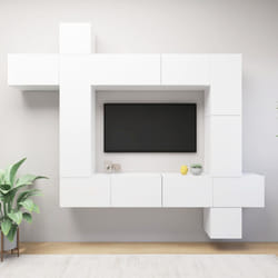 vidaXL TV Cabinet Set 9 Piece White Engineered Wood Hanging TV Hifi Cabinet