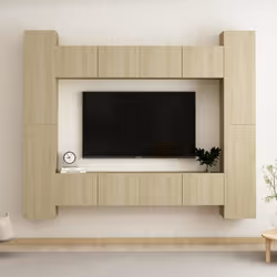 vidaXL TV Cabinet Set 8 Piece Sonoma Oak Engineered Wood Furniture TV Stand