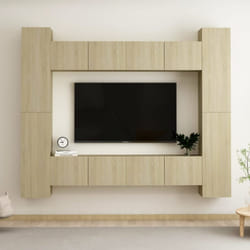 vidaXL TV Cabinet Set 8 Piece Sonoma Oak Engineered Wood Furniture TV Stand