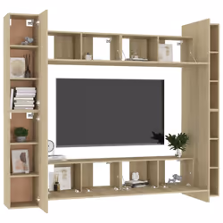 vidaXL TV Cabinet Set 8 Piece Sonoma Oak Engineered Wood Furniture TV Stand