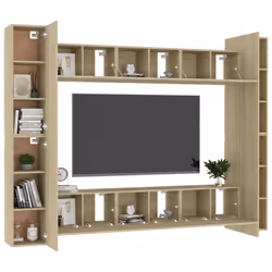 vidaXL TV Cabinet Set 10 Piece Sonoma Oak Engineered Wood Furniture TV Stand