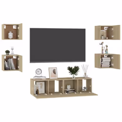 vidaXL TV Cabinet Set 6 Piece Sonoma Oak Engineered Wood Furniture TV Stand