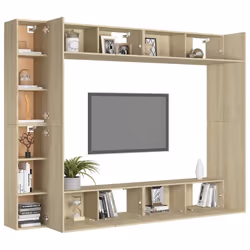 vidaXL TV Cabinet Set 8 Piece Sonoma Oak Engineered Wood Furniture TV Stand