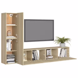 vidaXL TV Cabinet Set 4 Piece Sonoma Oak Engineered Wood Stand Living Room