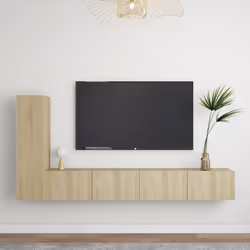 vidaXL TV Cabinet Set 3 Piece Sonoma Oak Engineered Wood Stand Living Room