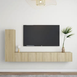 vidaXL TV Cabinet Set 3 Piece Sonoma Oak Engineered Wood Stand Living Room