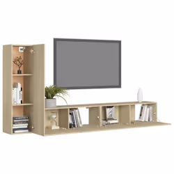 vidaXL TV Cabinet Set 3 Piece Sonoma Oak Engineered Wood Stand Living Room