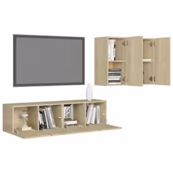 vidaXL TV Cabinet Set 4 Piece Sonoma Oak Engineered Wood Furniture TV Stand