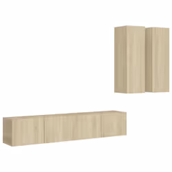 vidaXL TV Cabinet Set 4 Piece Sonoma Oak Engineered Wood Furniture TV Stand