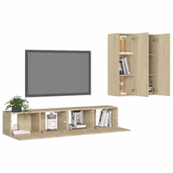 vidaXL TV Cabinet Set 4 Piece Sonoma Oak Engineered Wood Furniture TV Stand