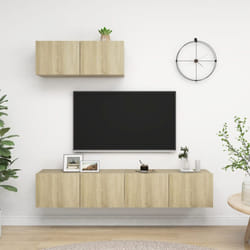 vidaXL 3x TV Cabinets Sonoma Oak Engineered Wood Furniture TV Stand Cabinet