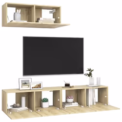 vidaXL 3x TV Cabinets Sonoma Oak Engineered Wood Furniture TV Stand Cabinet - Additional view 2