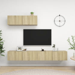 vidaXL 3x TV Cabinets Sonoma Oak Engineered Wood Hanging TV Stand Cabinet