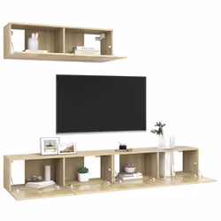 vidaXL 3x TV Cabinets Sonoma Oak Engineered Wood Hanging TV Stand Cabinet