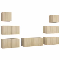 vidaXL TV Cabinet Set Engineered Wood Media Unit Multi Colours/Sizes 7/8 Piece - sonoma oak, 80 x 30 x 30 cm