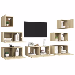 vidaXL TV Cabinet Set Engineered Wood Media Unit Multi Colours/Sizes 7/8 Piece - sonoma oak, 80 x 30 x 30 cm