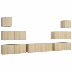 vidaXL TV Cabinet Set Engineered Wood Media Unit Multi Colours/Sizes 7/8 Piece - sonoma oak, 100 x 30 x 30 cm
