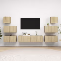 vidaXL TV Cabinet Set 8 Piece Sonoma Oak Engineered Wood Hanging TV Cabinet